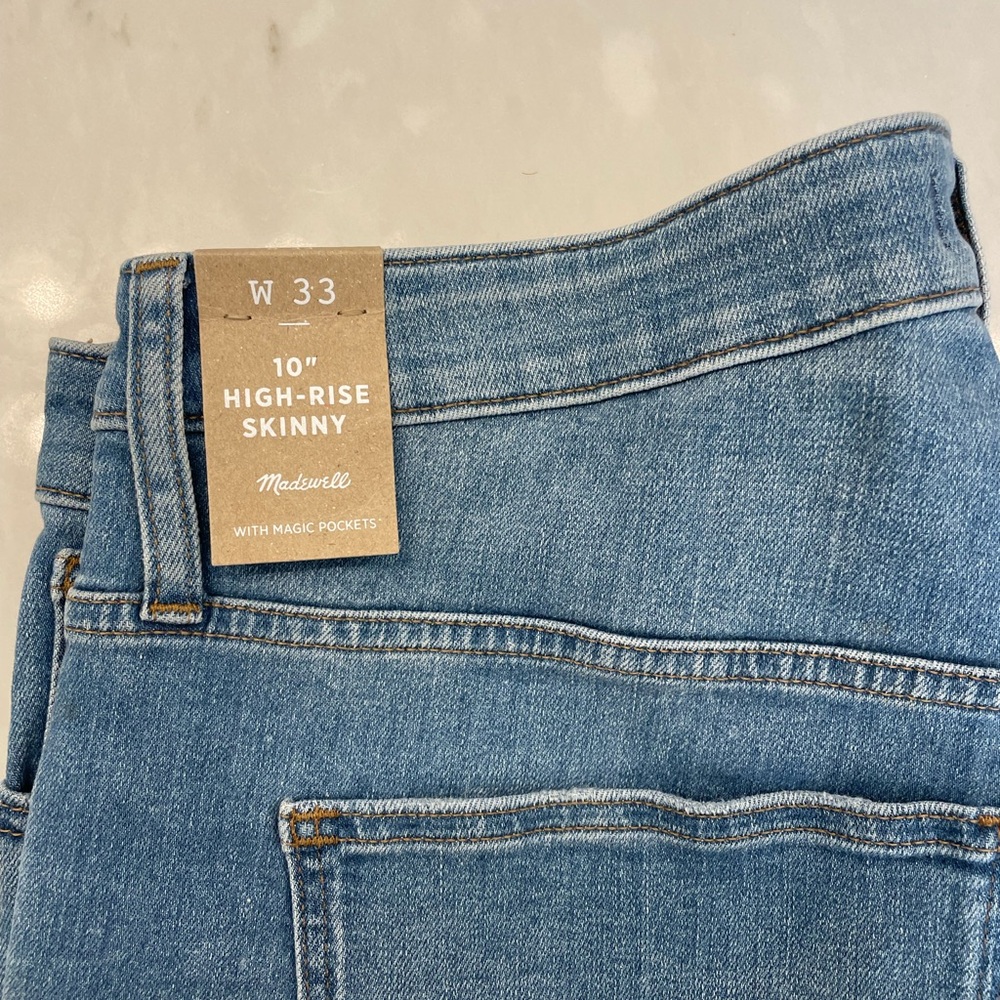 NWT Madewell 10" High-Rise SkinnyRaw-Hem Edition Size 33 MA645 women’s plus